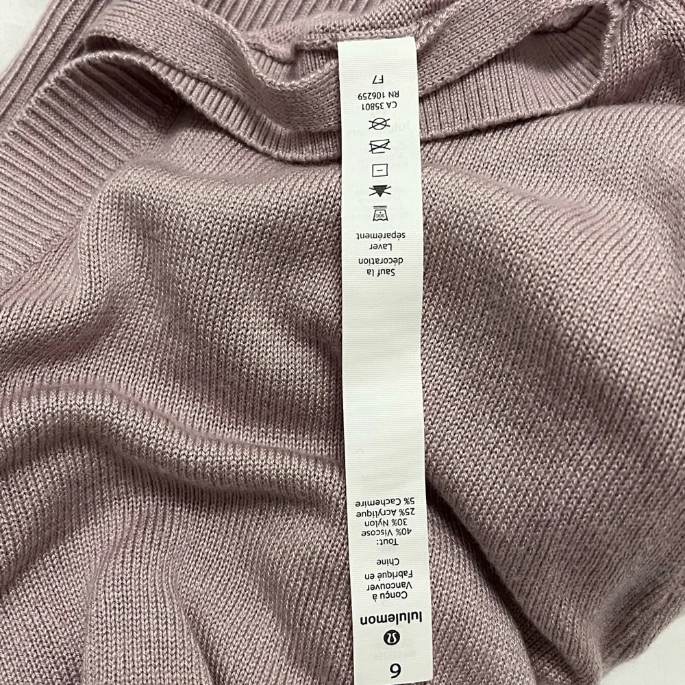 Lululemon Unity Drop Back Sweater Smoky Blush Pink Size 6 Longline Lightweight - Picture 10 of 10